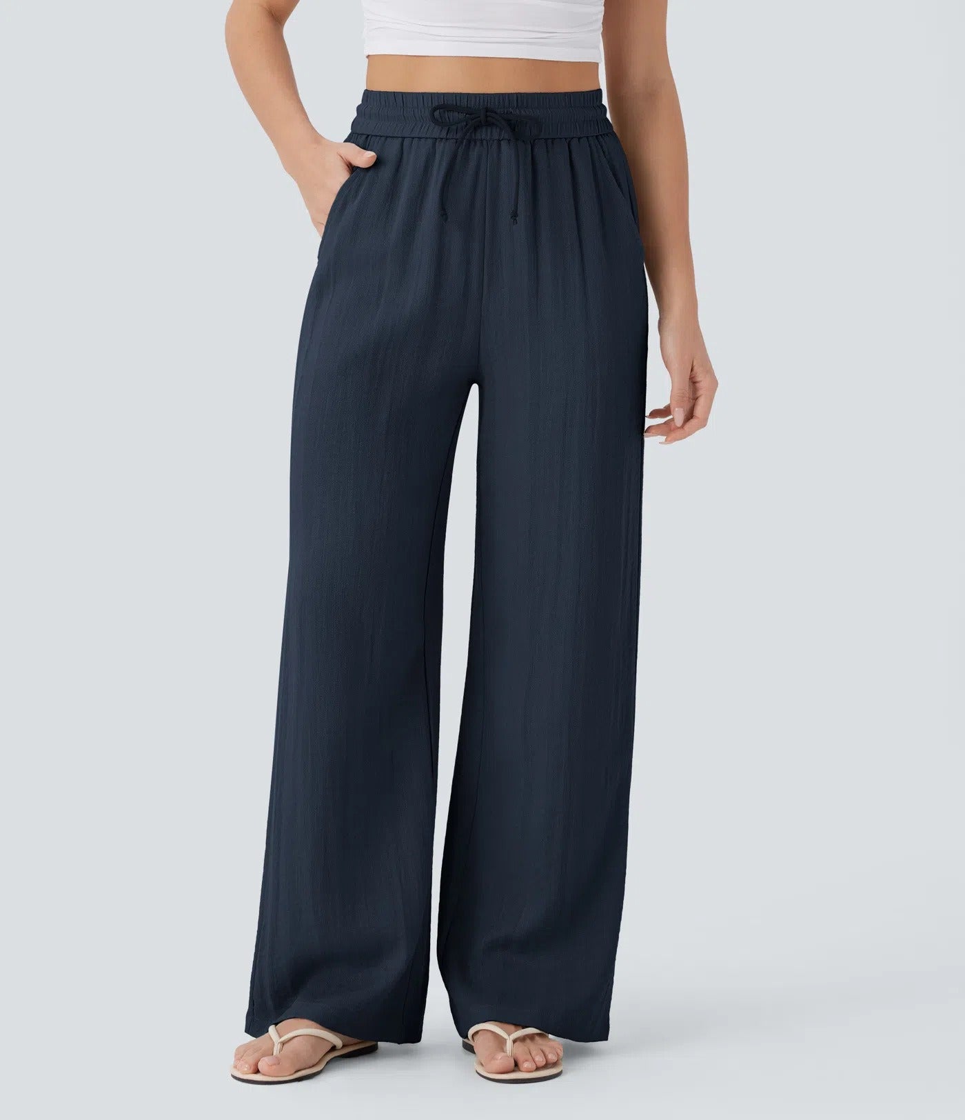 LIORA WIDE-LEG LINEN STYLE PANTS