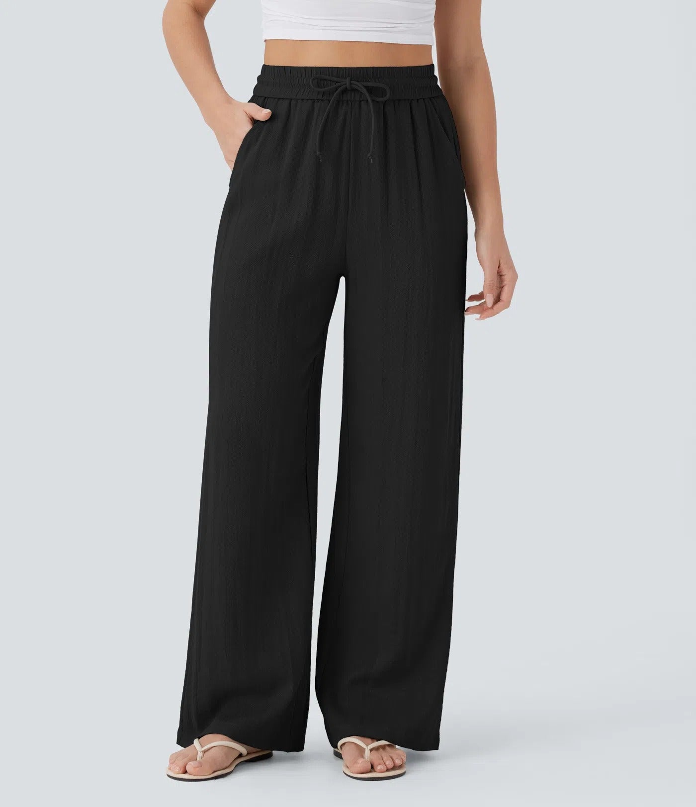 LIORA WIDE-LEG LINEN STYLE PANTS
