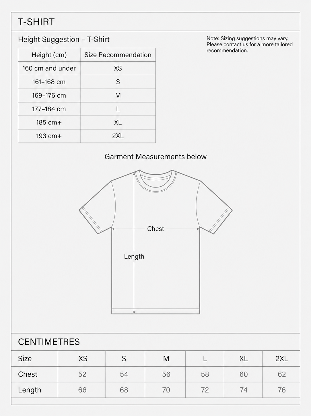 Size chart