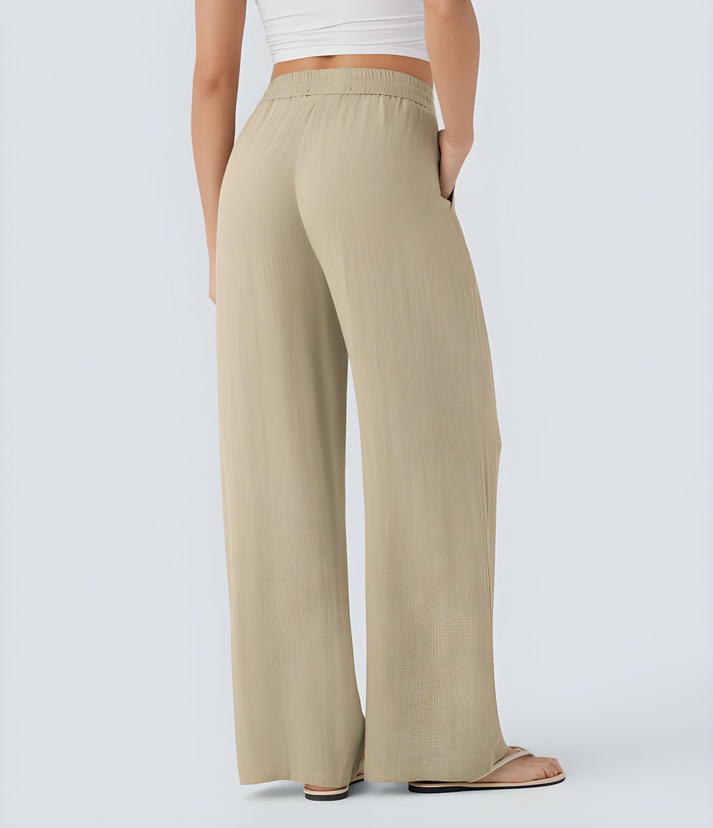 LIORA WIDE-LEG LINEN STYLE PANTS