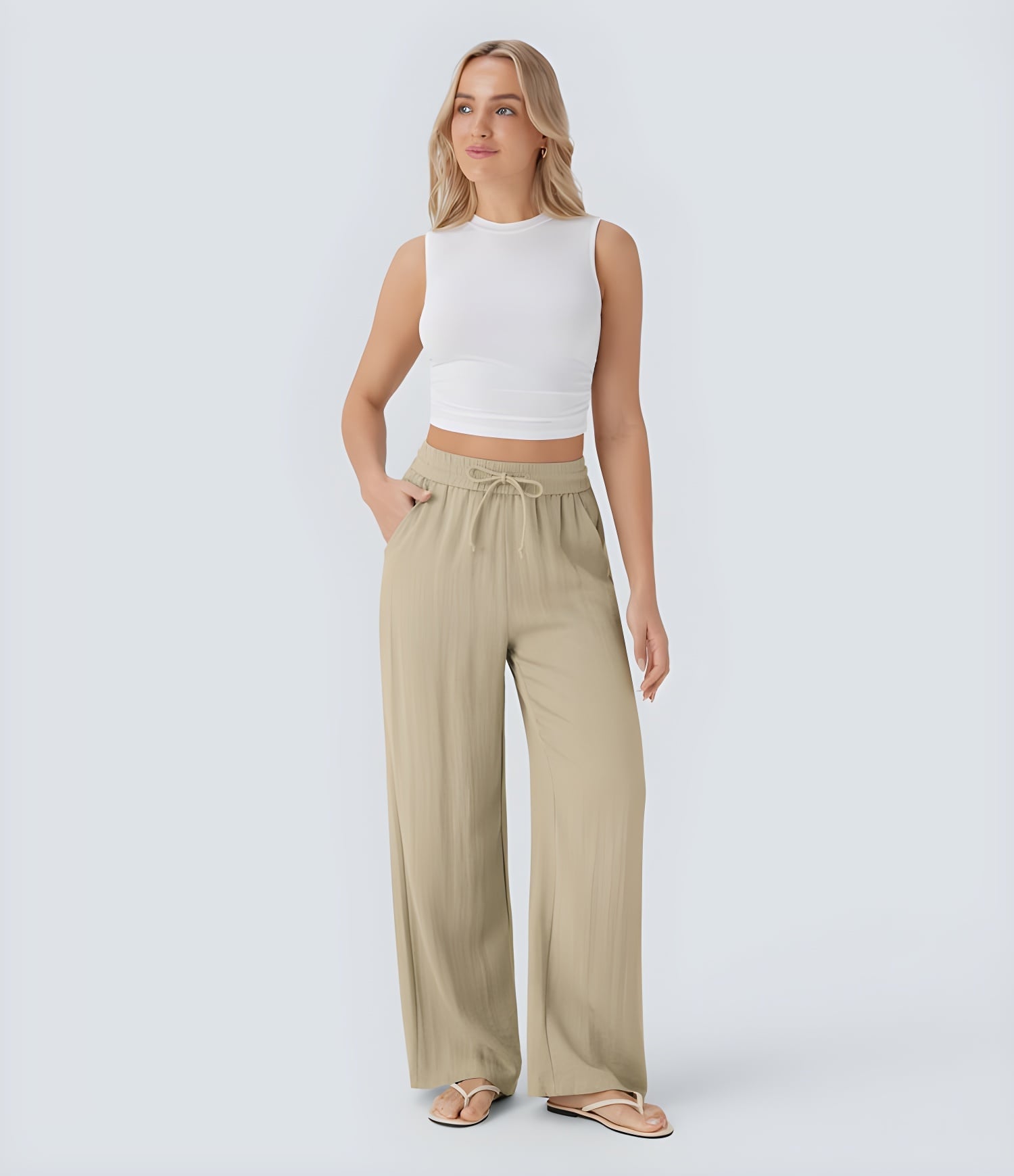 LIORA WIDE-LEG LINEN STYLE PANTS
